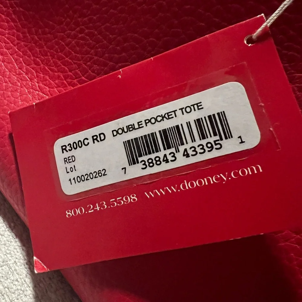 NWT Dooney & Bourke Red Pebble Grain Double Pocket Tote - RETIRED - Picture 13 of 15